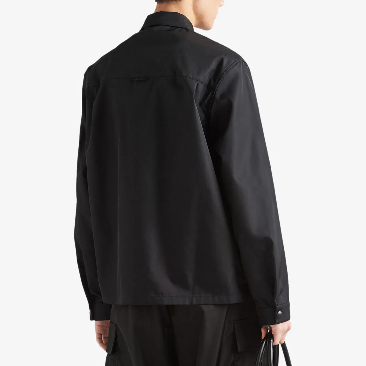 Тканая рубашка с логотипом Re-nylon Prada, черный — фото 4