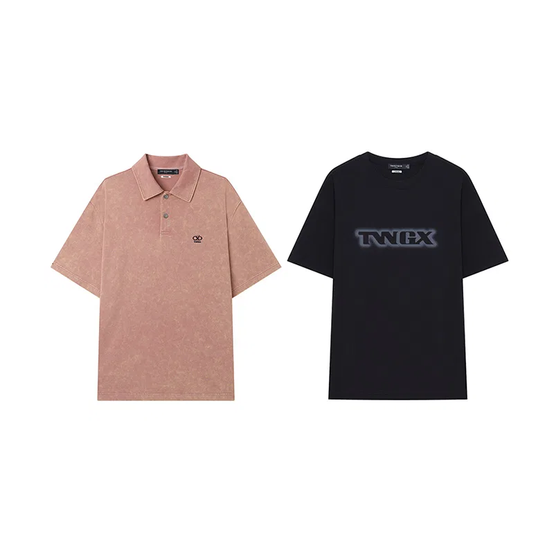 Детское поло-комплект с принтом Evergreen Collection Teenie Weenie Men, Pink Polo Shirt+Texture Black T