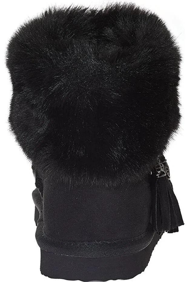 Детские ботинки для девочек зимние Fur boots Graceland, Black — фото 3