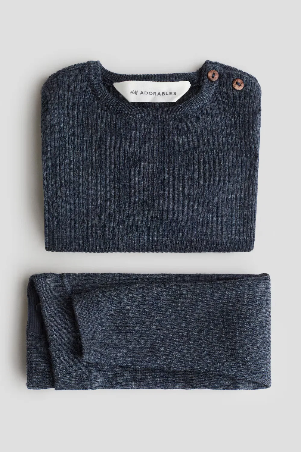 Комплект из 2 предметов, изготовленный из мериносовой шерсти H&M, Marineblau — фото 3