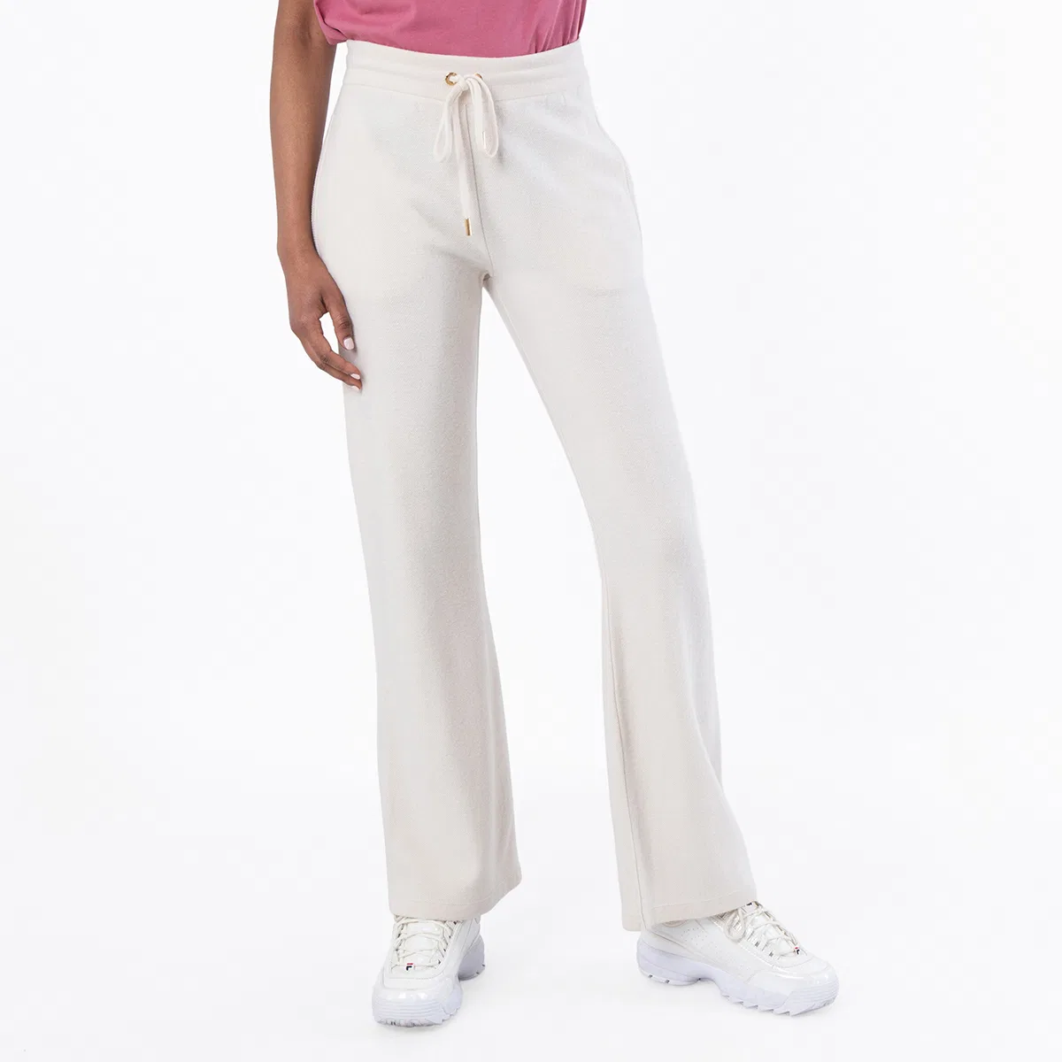 Брюки клеш из шерстяной смеси Wool-Blend Flared Towel Pants Versace, Bone