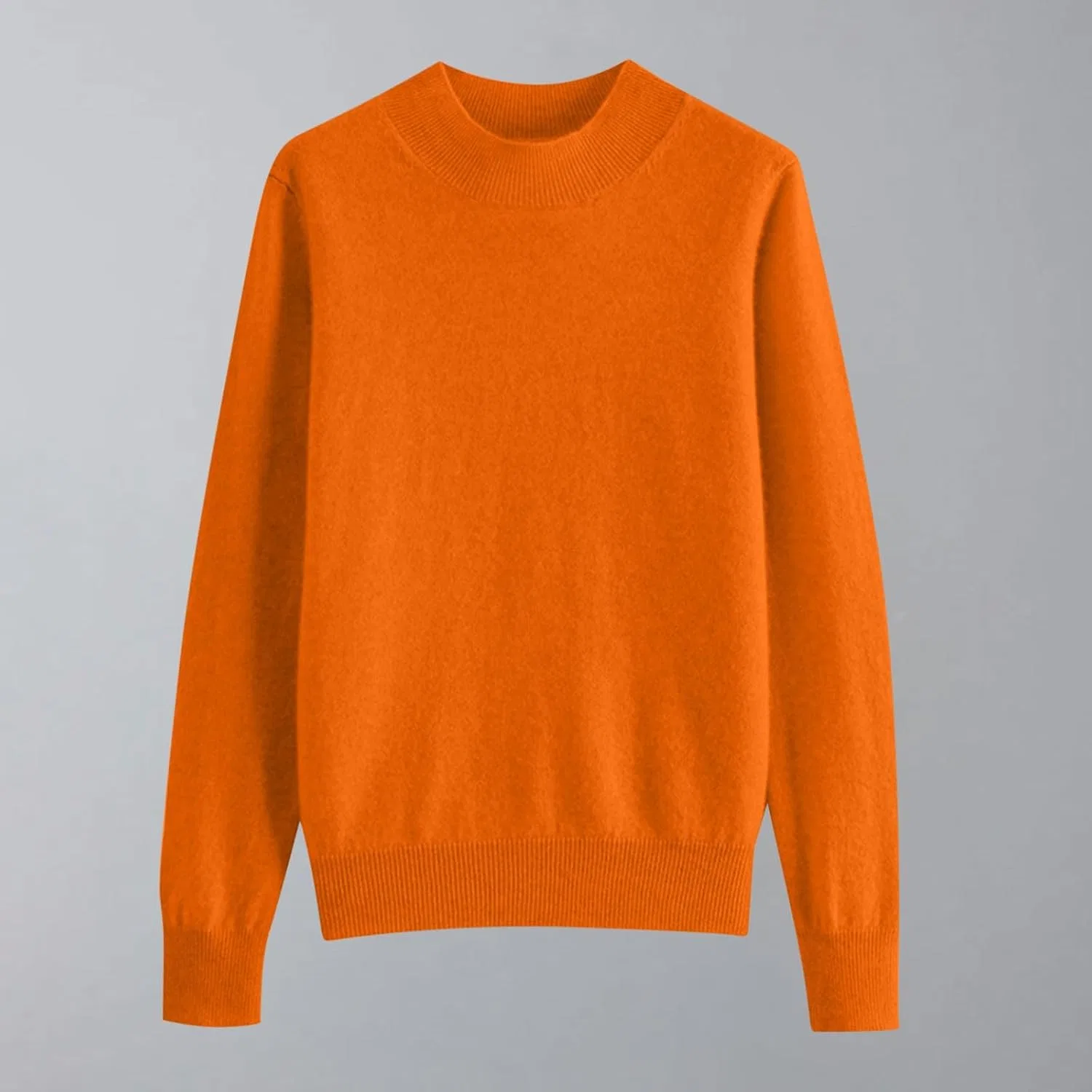 Женский свитер с высоким воротом, с длинным рукавом, Ribbed Knit Lightweight Pullover, оранжевый — фото 2