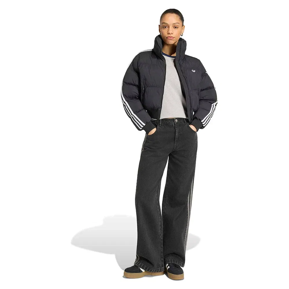Женская куртка-пуховик с высоким воротником Adicolor Short Puffer Jacket Adidas Originals, Black — фото 4
