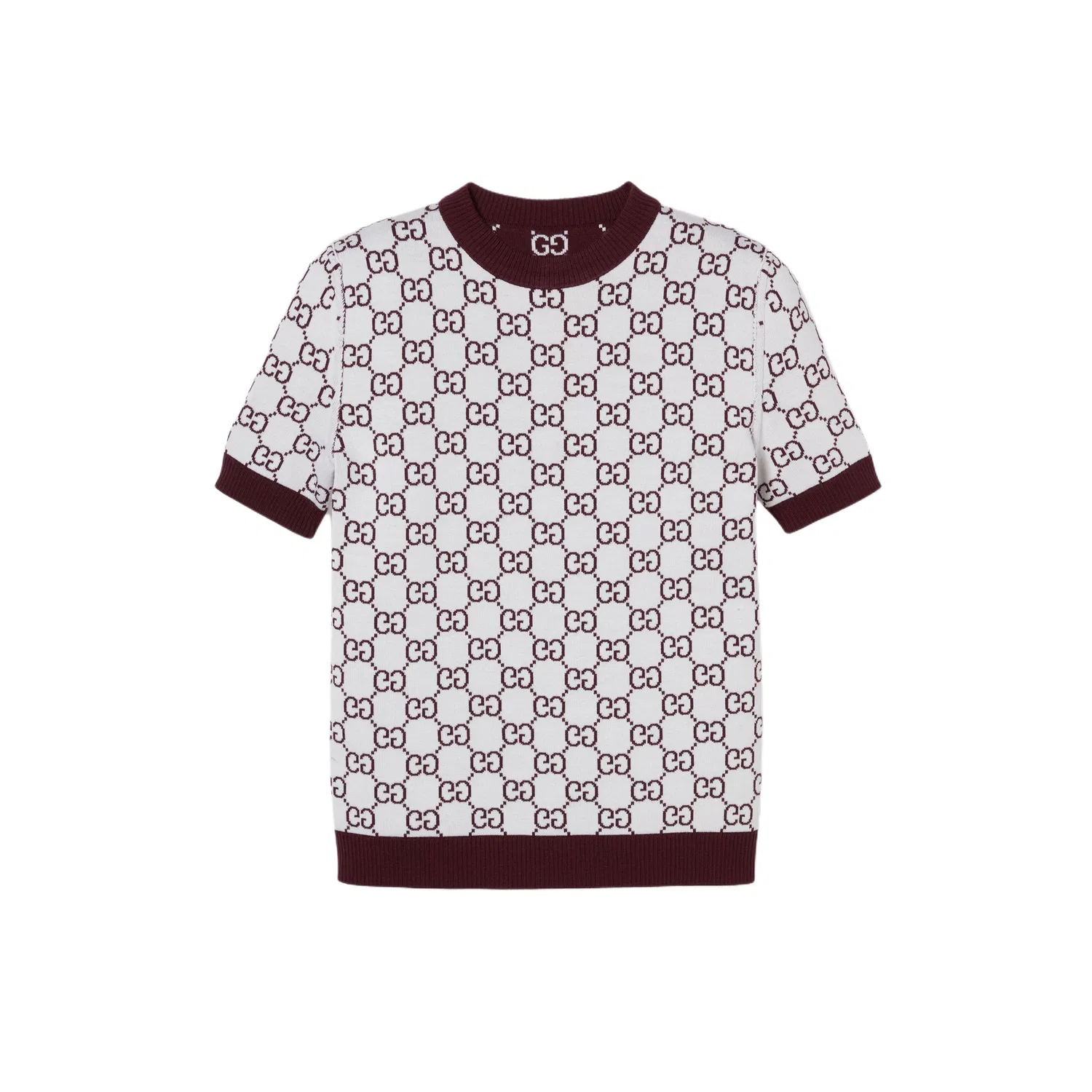 Женский свитер из шерстяного жаккарда с принтом GG Reversible GUCCI, Burgundy — фото 3