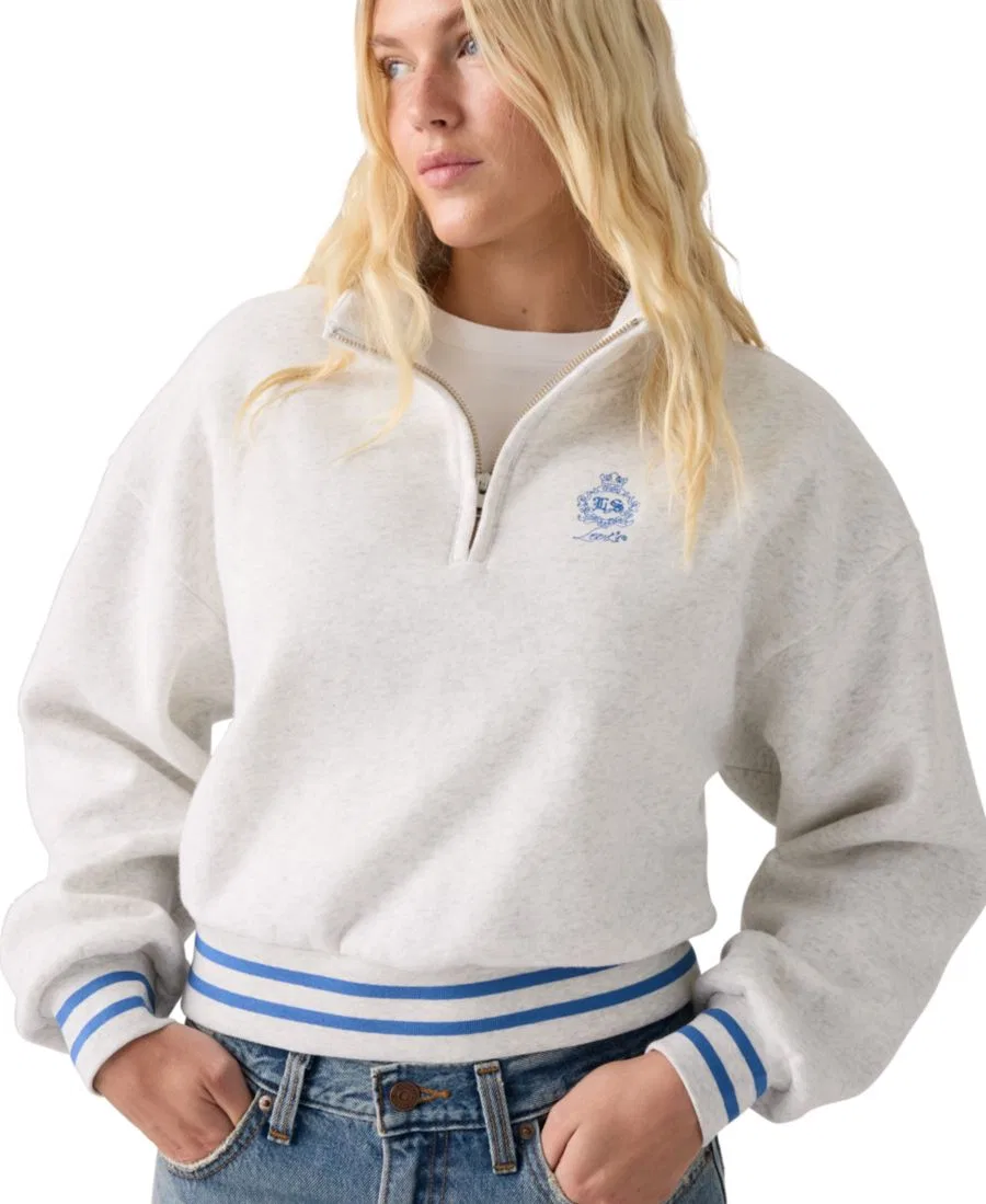 Свитшот женский с четверть-молнией Cotton-Blend Everyday Sweatshirt Levi's, Double Chest Crest Orbit Heather Gray — фото 3