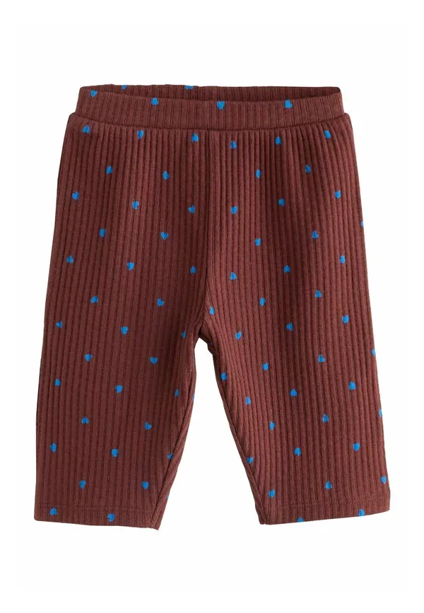 Пижамный комплект из топа и брюк с принтом Regular fit - rib baby top and wide leg trousers set 2 piece - pyjama top Next, chocolate brown and blue spot, синий/коричневый/шоколадный — фото 3