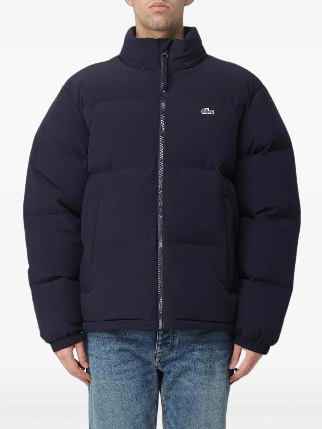 Стеганая куртка с капюшоном, синяя Lacoste, синий