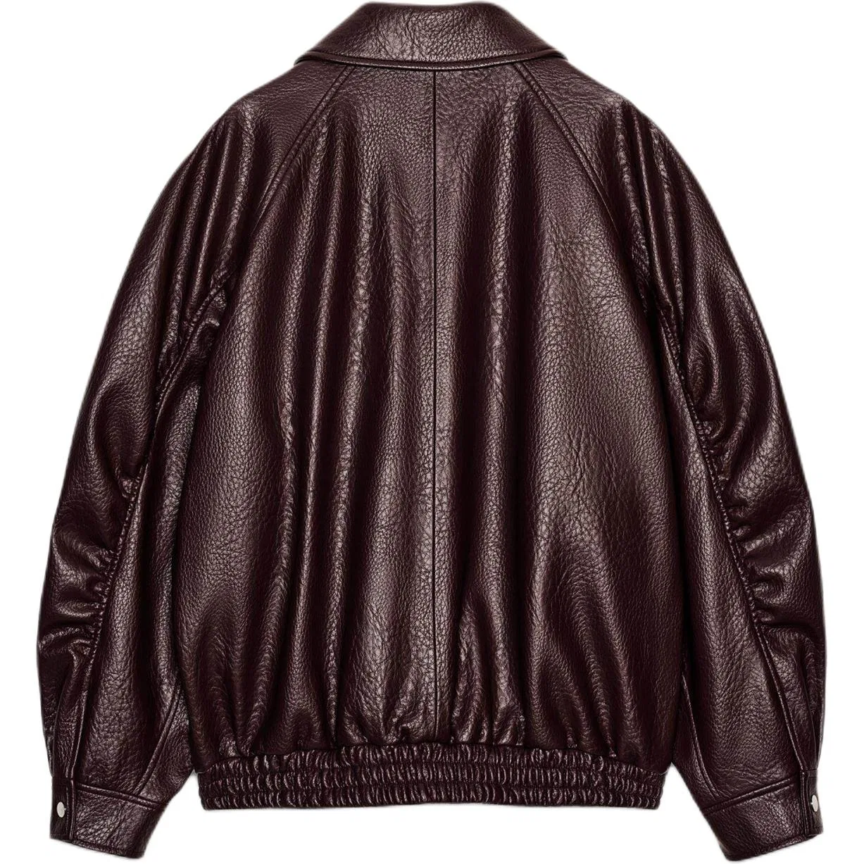 Женская кожаная куртка с лацканами Leather Jackets ZARA, Burgundy — фото 3