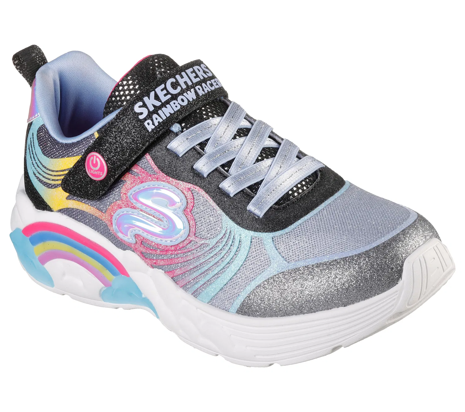 Детские кроссовки с подсветкой Rainbow Racer Nova Blitz Skechers, Schwarz Blau Bunt