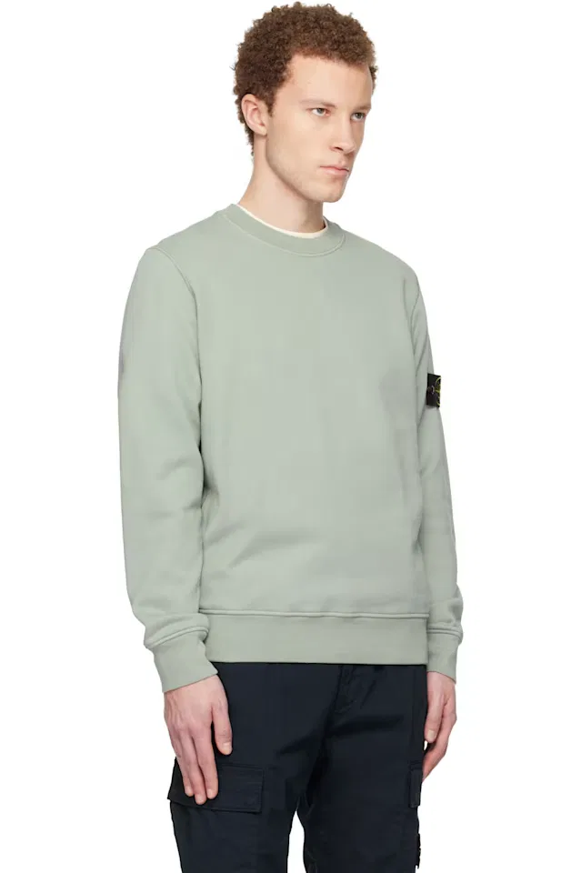 Зеленый свитшот из органического хлопка с начесом Stone Island — фото 2