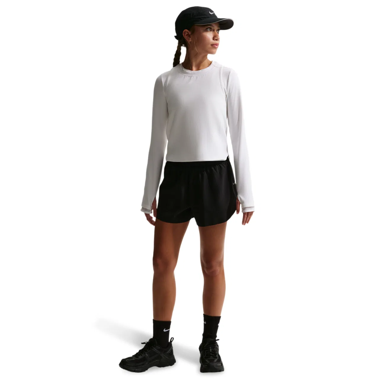 Футболка-безрукавка для девочек Mavn Dri-FIT Ribbed Nike, цвет White/White/White — фото 3