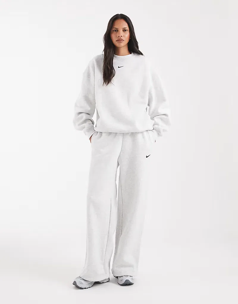Свитшот Nike Studio Fleece с круглым вырезом, светло-серый — фото 3