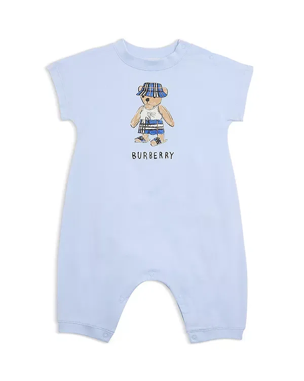 Детский боди-комбинезон с коротким рукавом Bear Graphic Burberry, Ice Blue