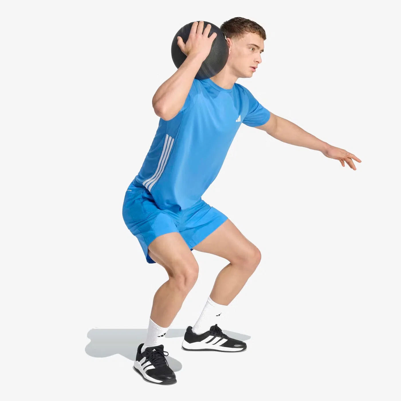 Футболка с коротким рукавом Workout Essentials Base 3-Stripes Adidas, синяя — фото 4