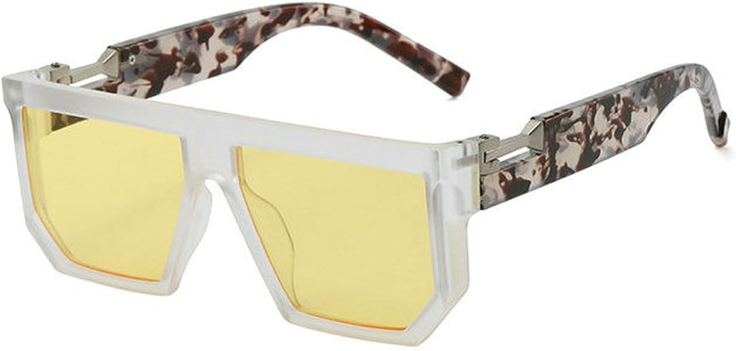 

Солнцезащитные очки COTIA Fashion Square для женщин и мужчин в стиле ретро, ​​увеличенного размера, прямоугольной формы, панк-стиль, с оригинальным дизайном, Clear Yellow