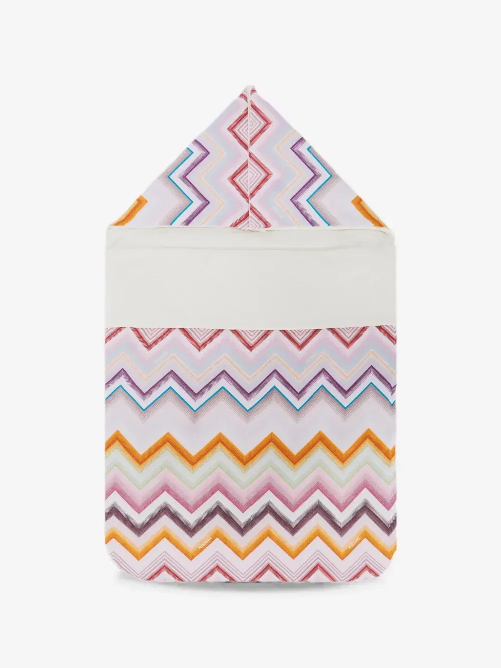 Спальный мешок с капюшоном и зигзагообразным принтом Missoni Kids, бежевый