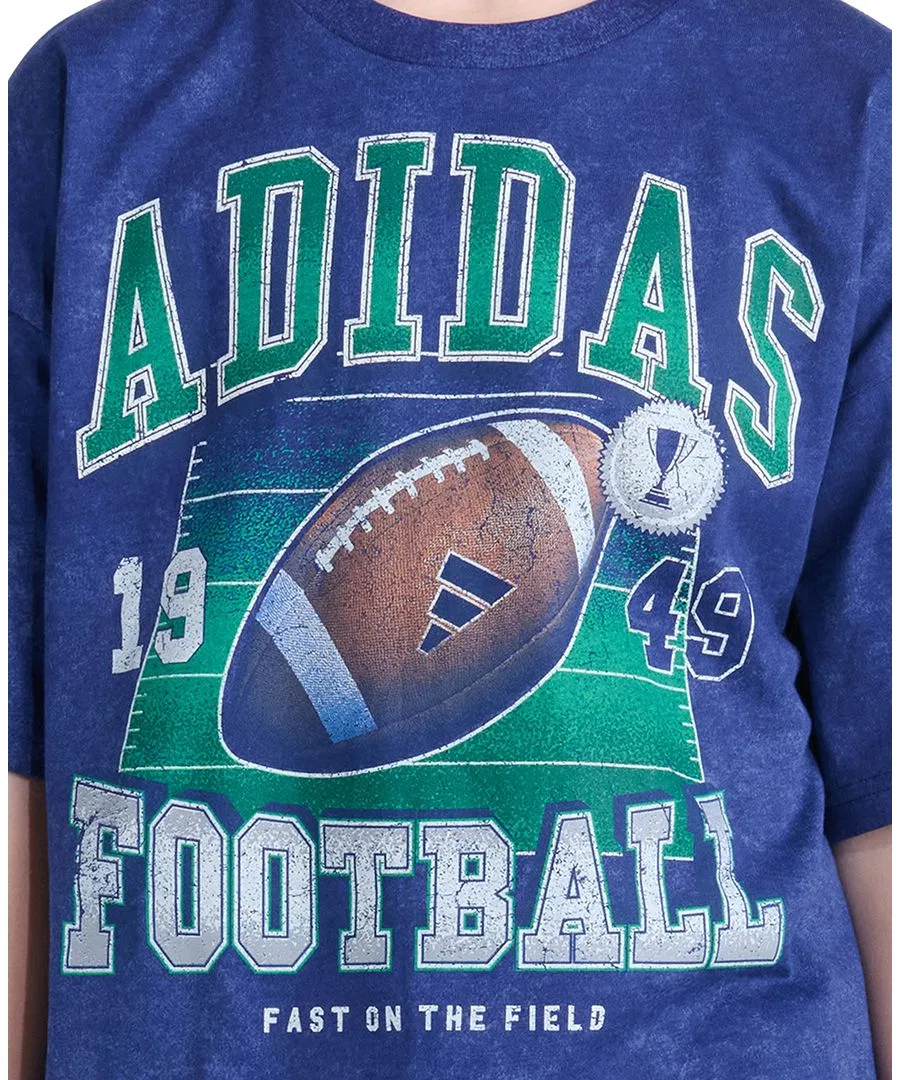 Футболка с принтом Drop-Shoulder Football adidas, Dark Blue — фото 3