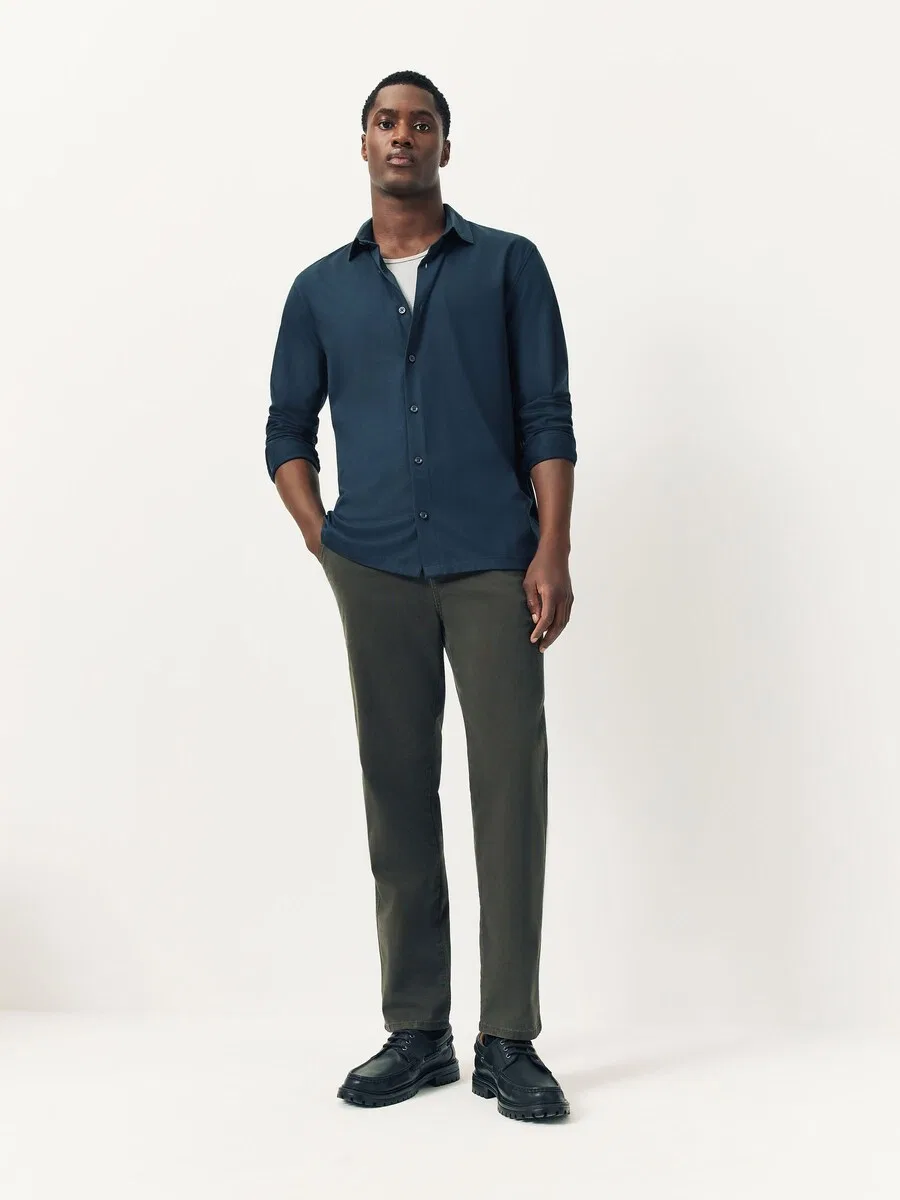 Рубашка Next Regular fit Button Up Shirt 'Supima' темно-синего цвета — фото 4