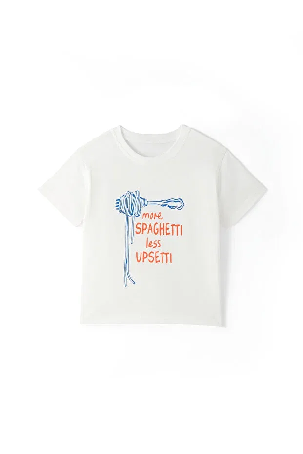 Детская футболка для девочек с принтом Spaghetti Lover Petit Coral, White