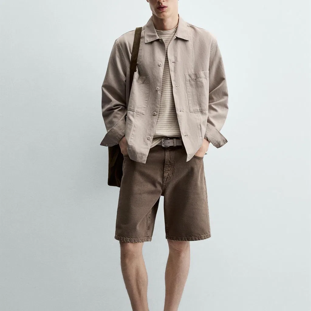 Мужские джинсовые шорты Origins Brown ZARA, Brown — фото 4