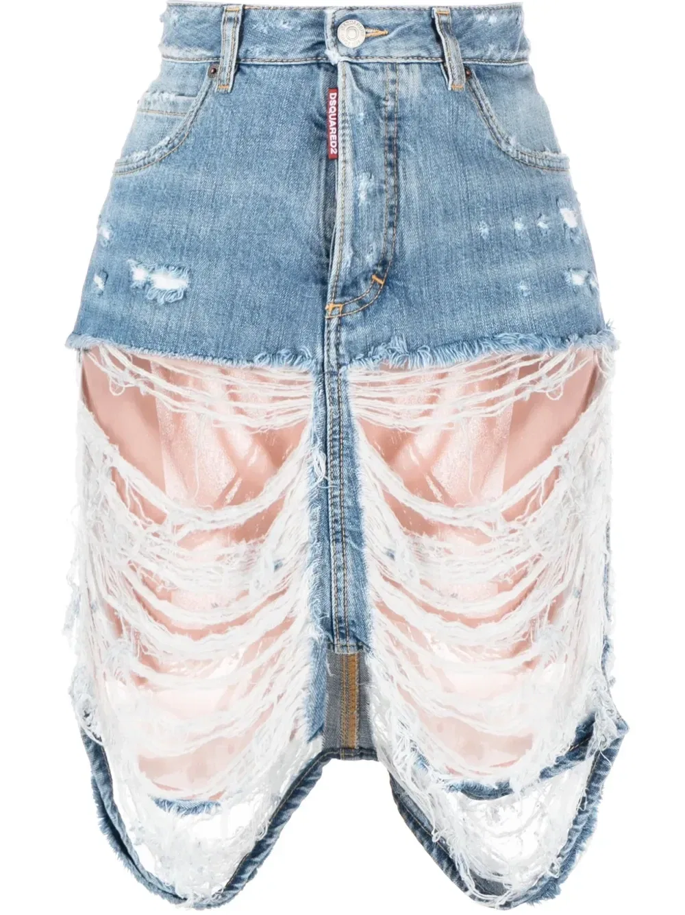 Джинсовая юбка с эффектом пертости Dsquared2, синий