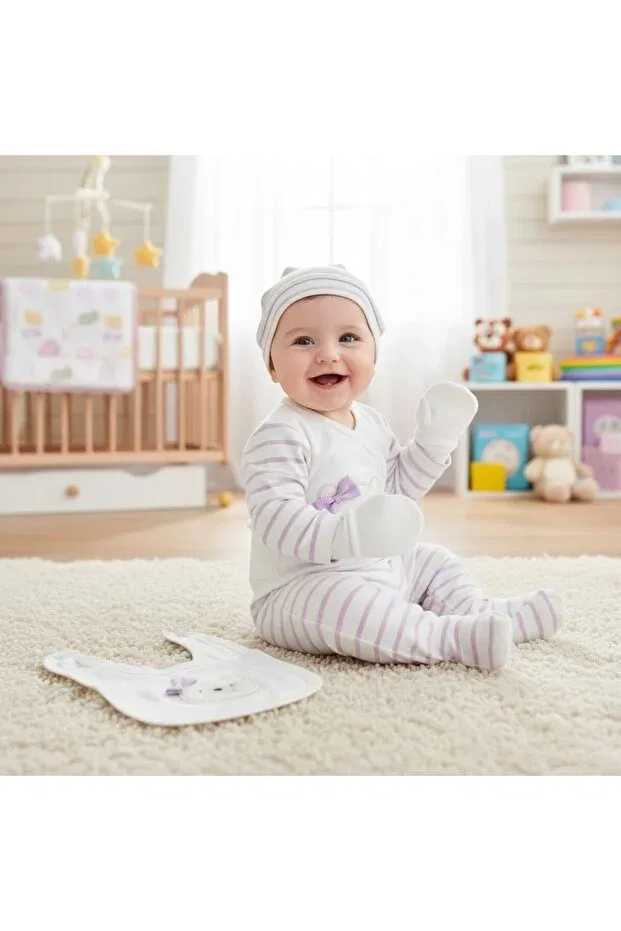 Детский комплект боди для новорожденных с принтом Milays Life Home Collection, Purple — фото 2