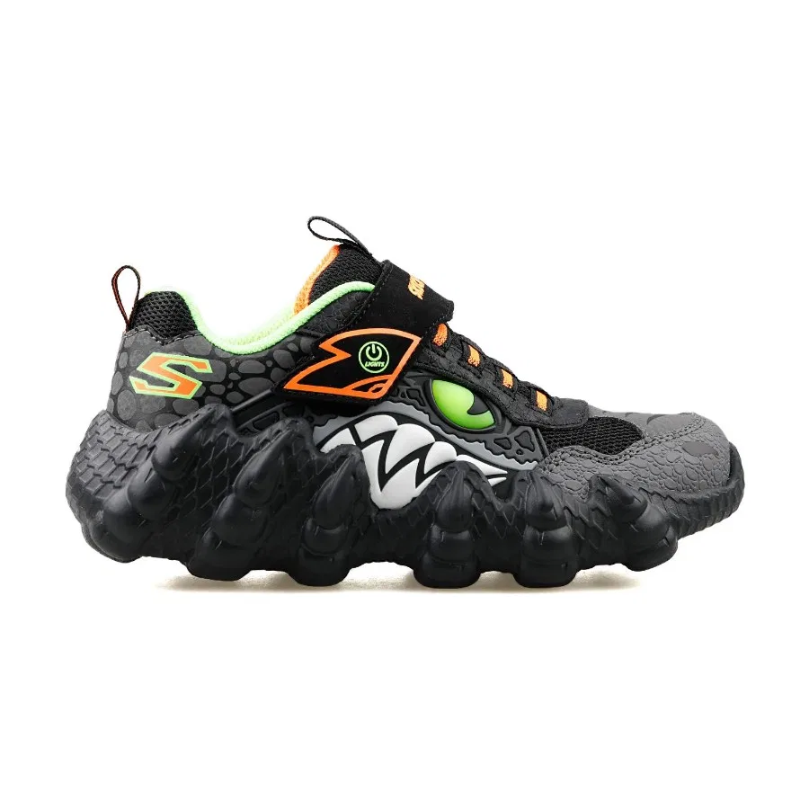 Детские спортивные кроссовки с подсветкой Skech-O-Saurus Lights Rapid-Dino Skechers, Черно-зеленый