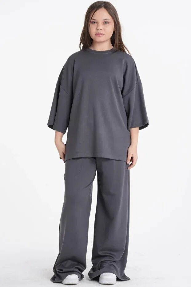 Детский комплект для девочек с принтом Haykids, Smoke Grey