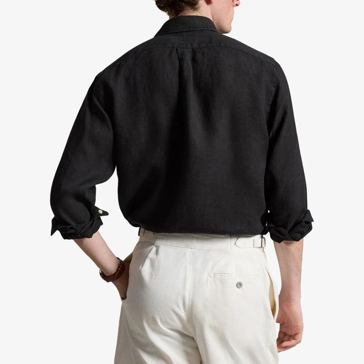 Льняная рубашка с вышитым логотипом Polo Ralph Lauren, черный — фото 4