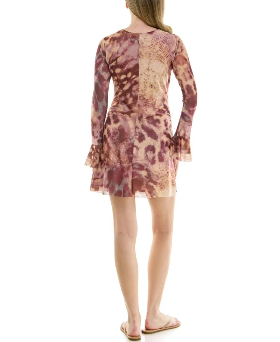 Платье мини с сетчатым принтом, модель Mesh Animal Print RARE, Pink Multi — фото 4