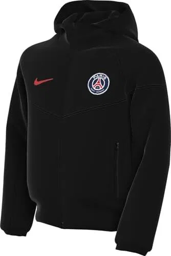 Детское худи с капюшоном и полной застежкой-молнией PSG Tech Fleece Nike, Schwarz Rot