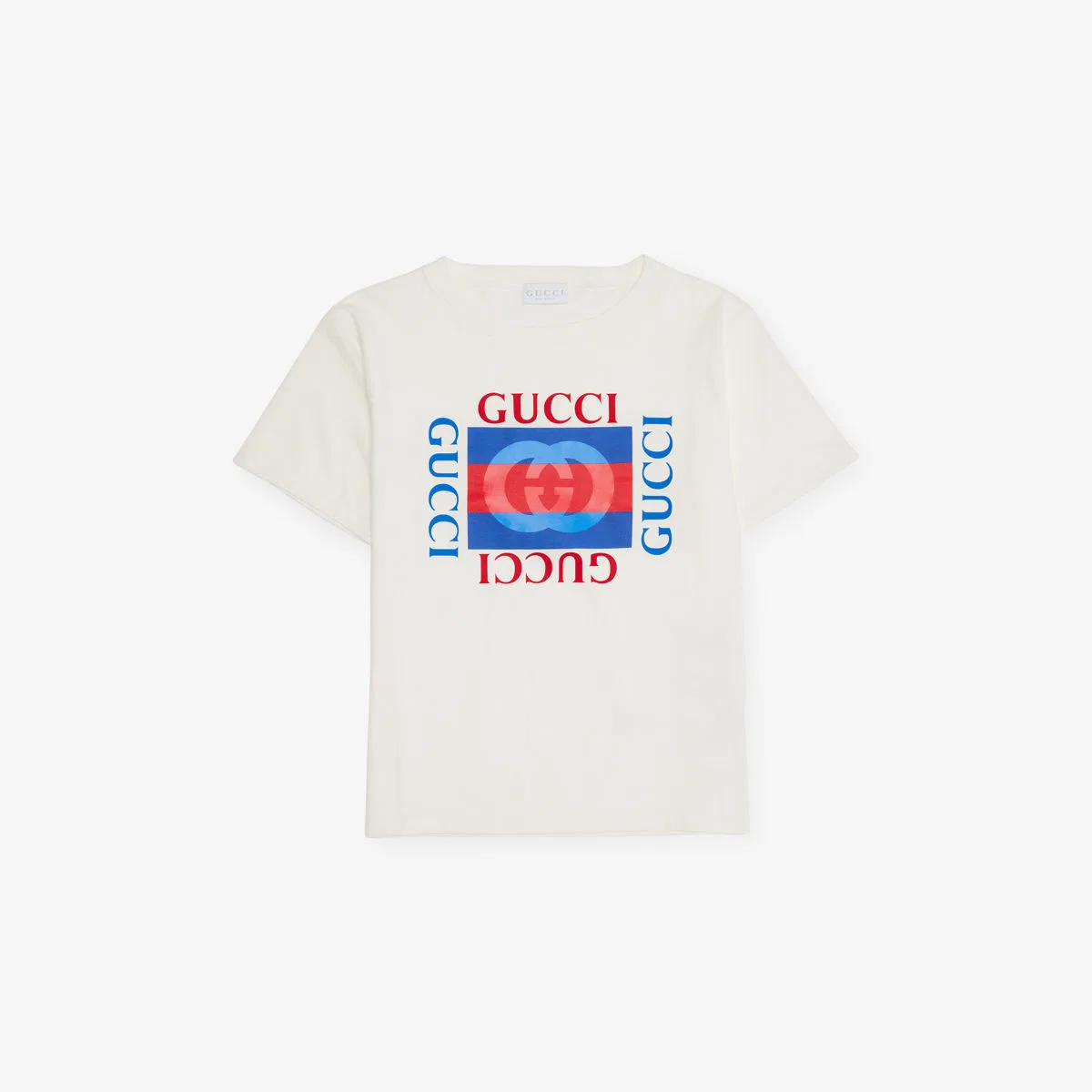 Футболка из хлопкового трикотажа с сетчатым принтом Interlock g, возраст 4-12 лет Gucci, белый