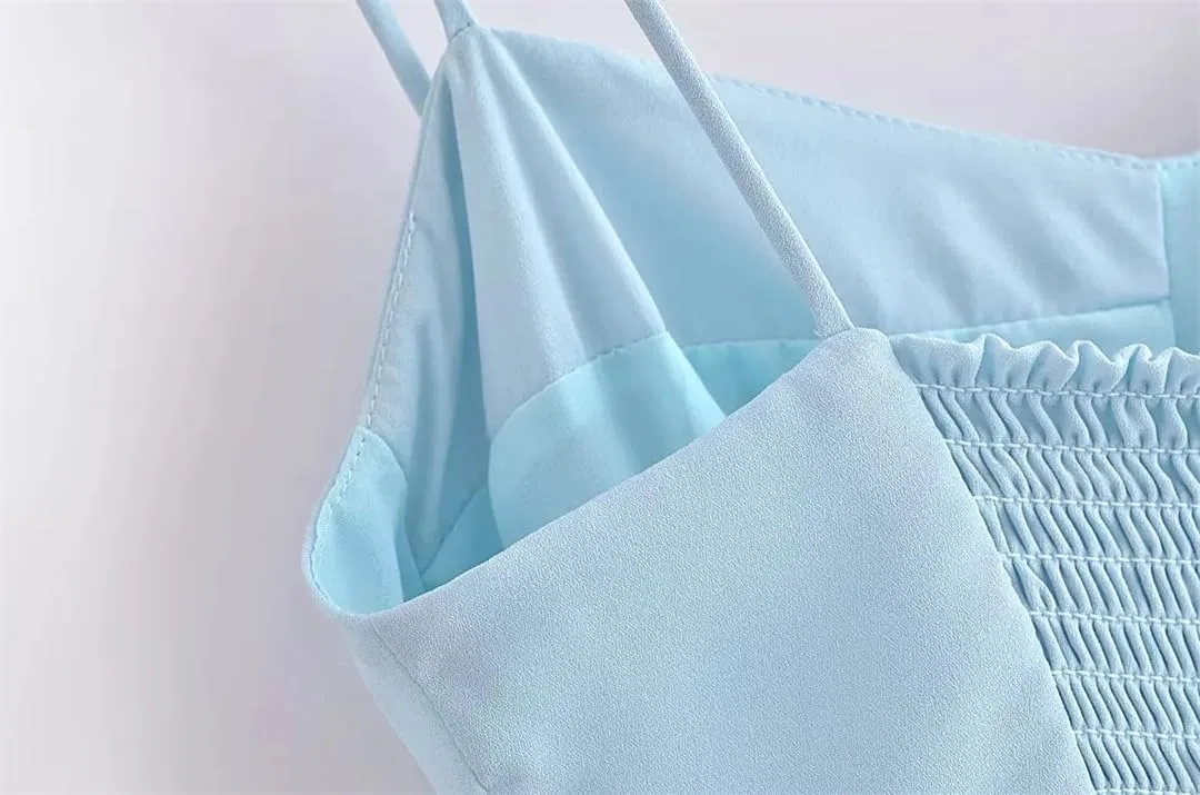 Женское шифоновое платье с разрезом спереди без рукавов, Light Blue — фото 3