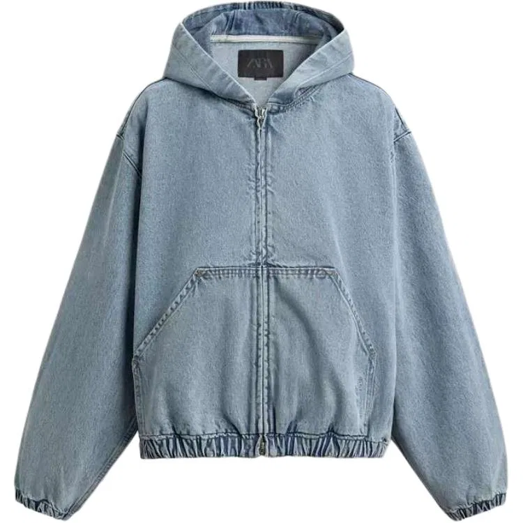 Мужская куртка с капюшоном Light Blue ZARA, Light Blue