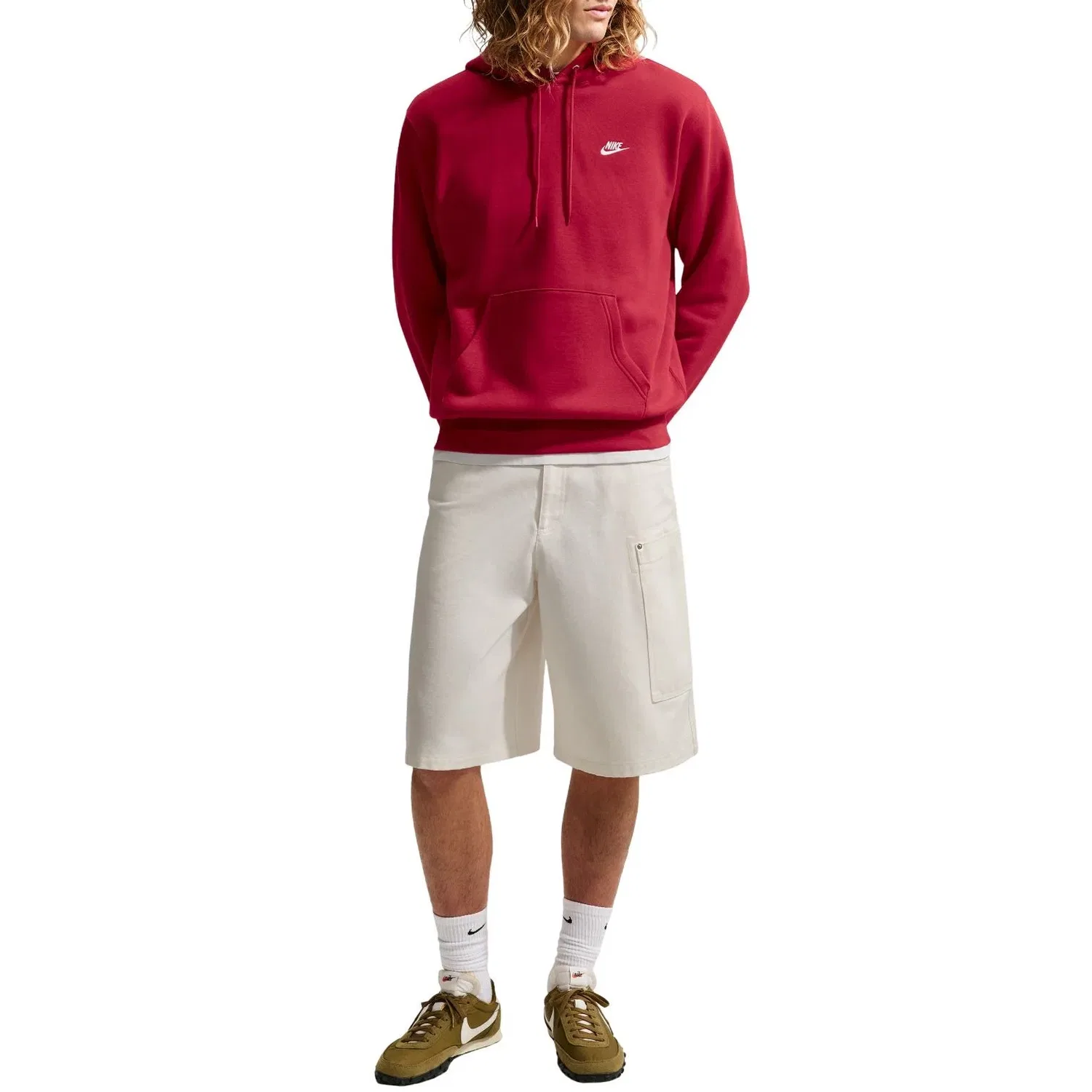 Мужское худи с длинным рукавом Nike Club Fleece, Красный — фото 2