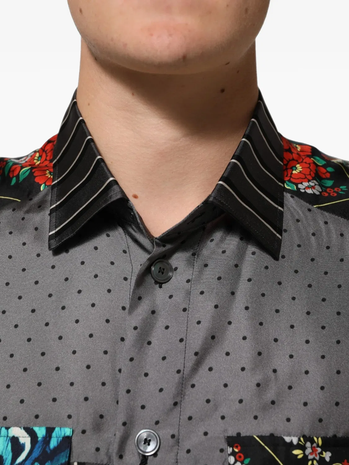 Шелковая рубашка в стиле пэчворк Dolce & Gabbana, черный — фото 2