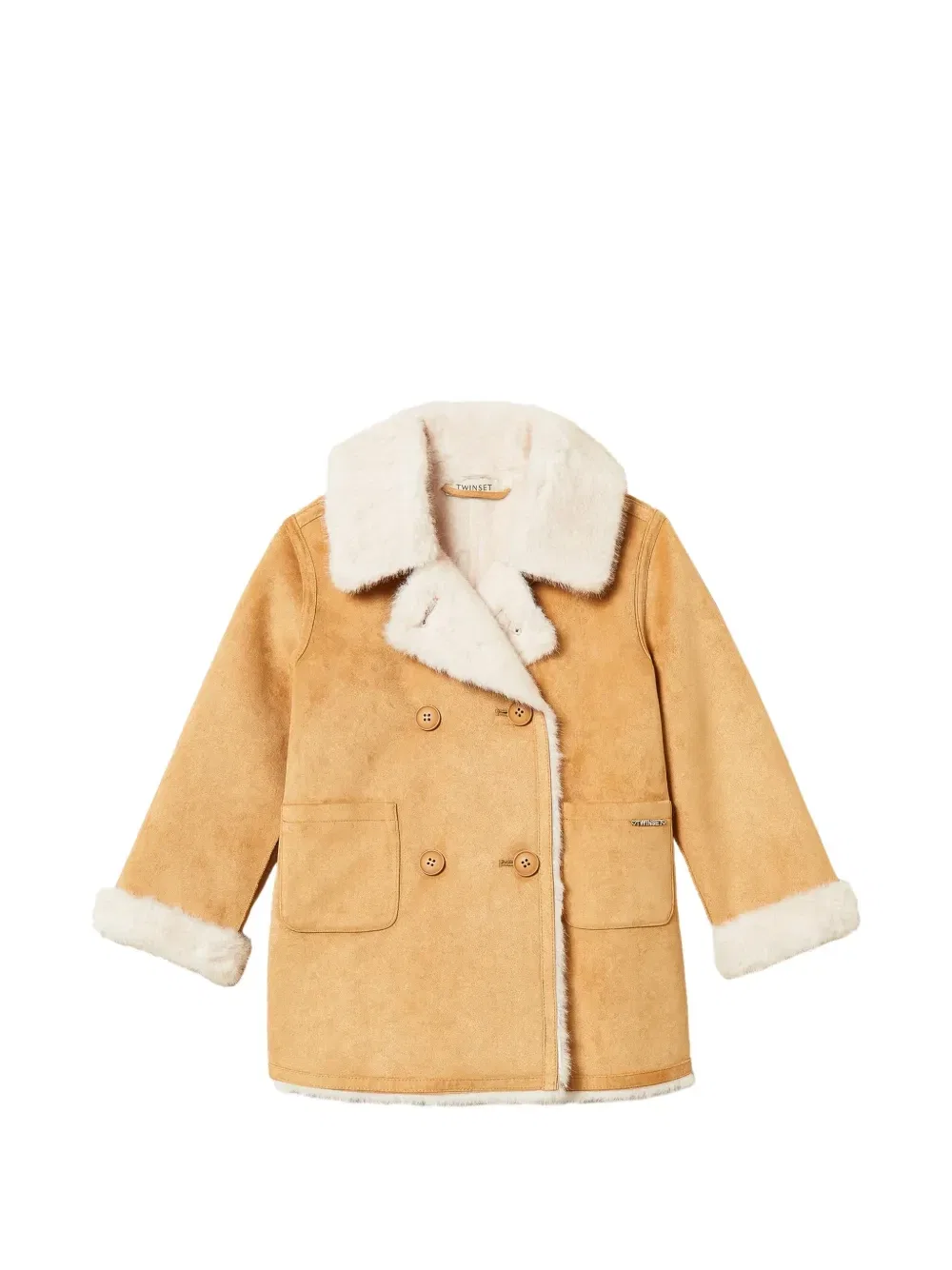 Двубортное пальто Twinset Kids, бежевый