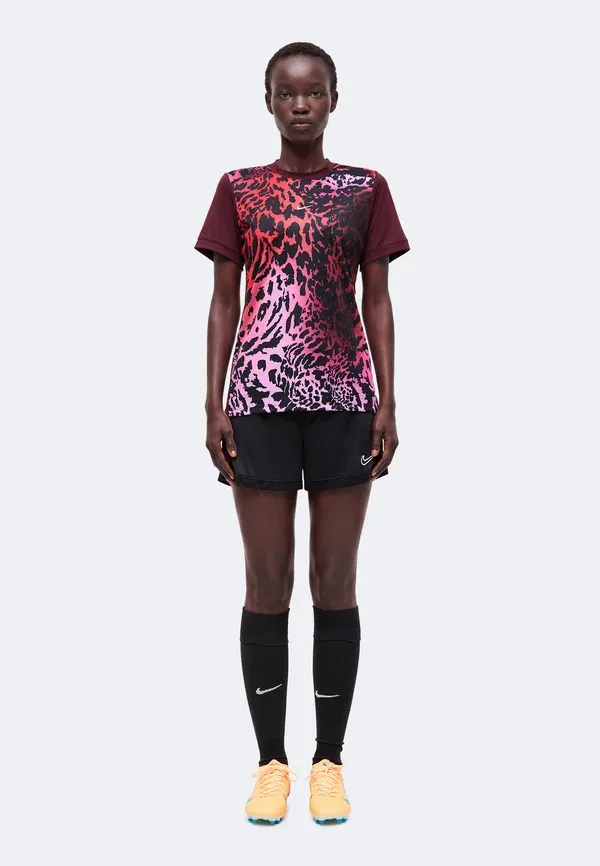 Футболка спортивная Animal Print United Academy Nike Performance, Burgundy Crush/Pure Platinum, бордовый — фото 2