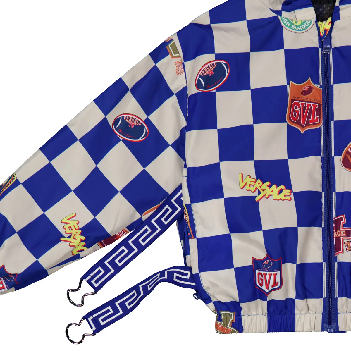 Куртка-бомбер с принтом Kids Check Sport Patch Varsity Jacket Young Versace, Beige — фото 3