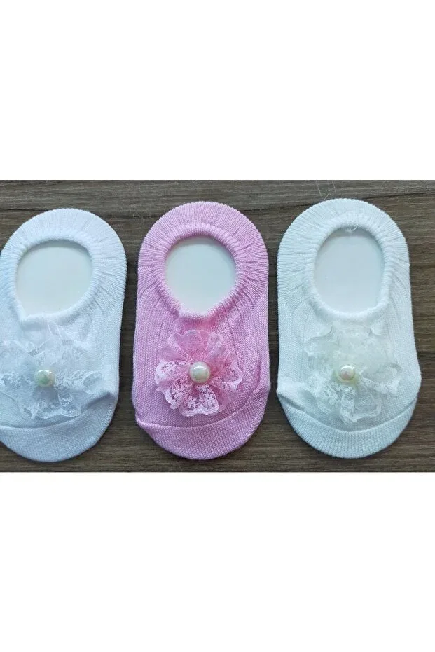 Детские носки для девочек с узором Özkardeşler Baby, Ecru Pink White