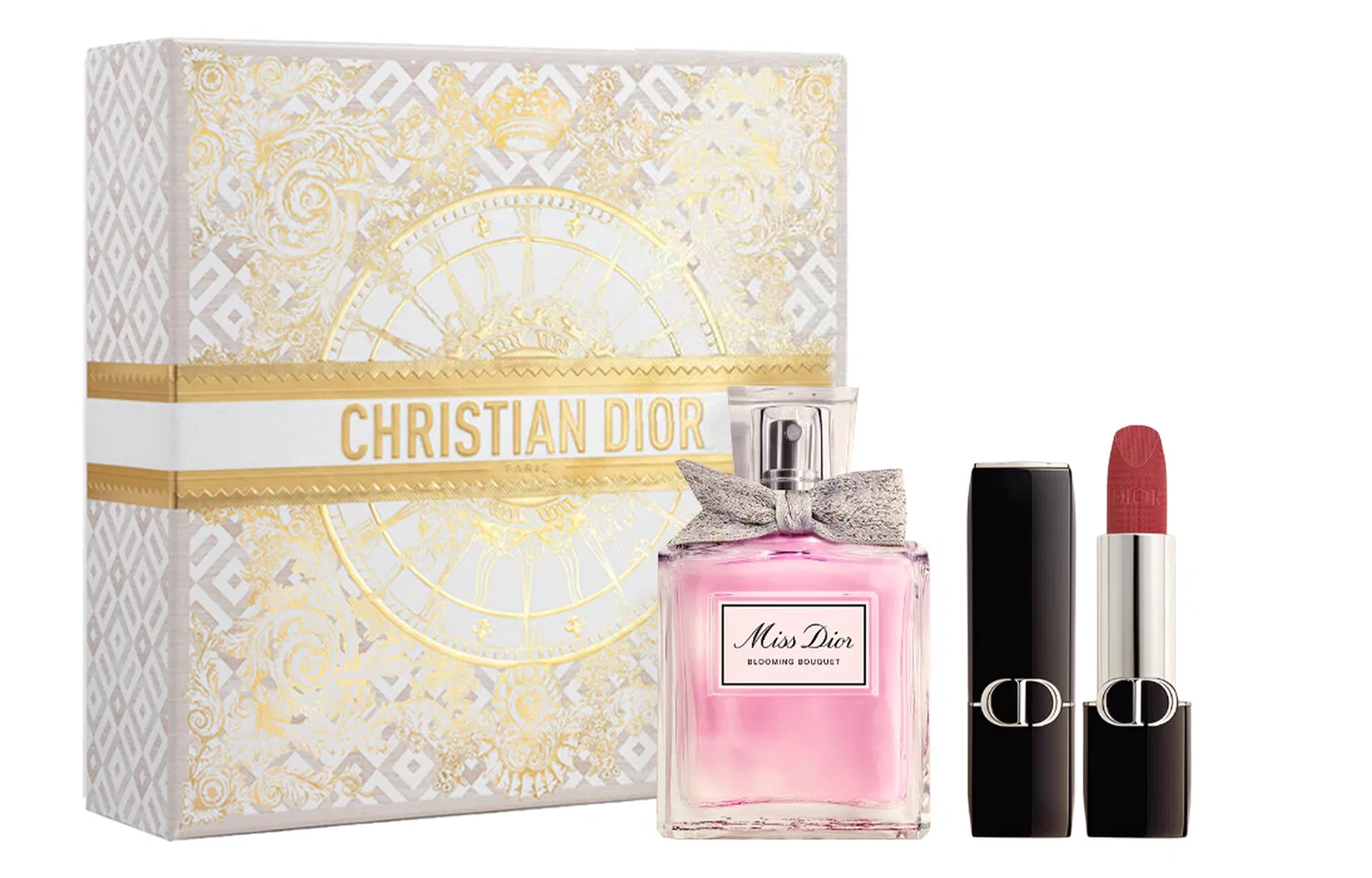 Женский парфюмерный набор с губной помадой DIOR, Floral Sweetheart, 50 мл + 3,5 г, Blue