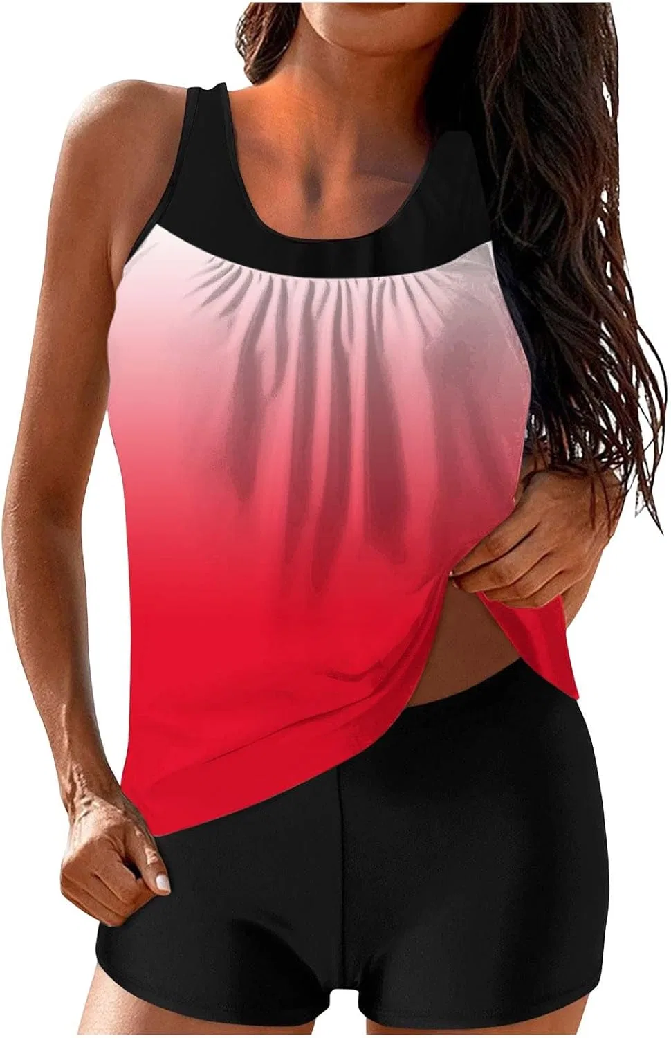 Женский танкини с высокой талией Tie Dye, Red