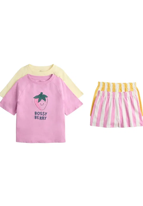 Комплект пижам из 2 предметов, хлопок, Striped, Marks & Spencer, Multi, мультиколор