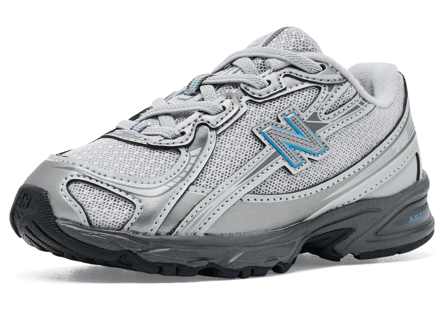 Кроссовки 740 Bungee Lace (для младенцев и малышей) New Balance Kids, Dark Silver Metallic/Fan Blue