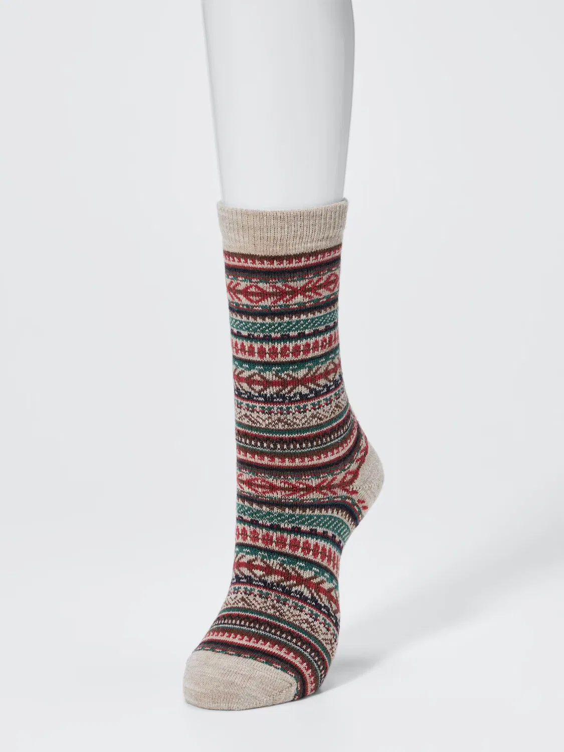 Носки Uniqlo Heattech Fairisle, терморегулирующие, бежевый — фото 2