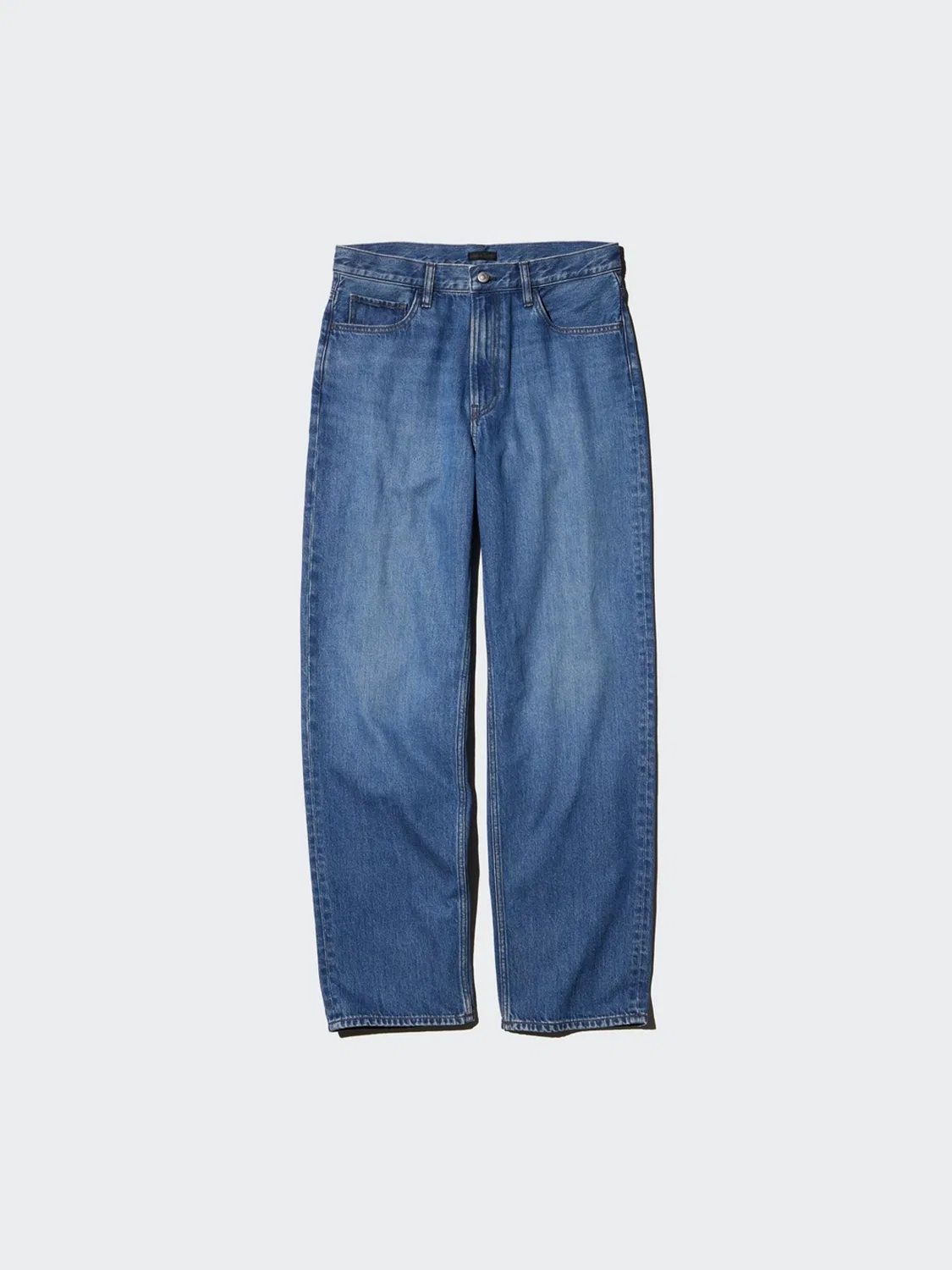 Джинсы прямые свободные удлиненные 84 см Uniqlo, синие — фото 2