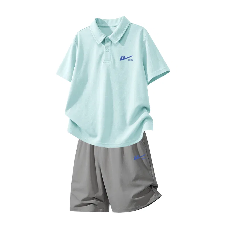 Детский спортивный комплект с отложным воротником Aqua Blue/H Hui Li Haze Blue K-Gray/H Hui Li Haze Blue K WARRIOR