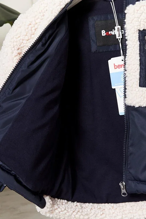 Детское пальто для девочек с капюшоном Benitto Kids, Navy Blue — фото 4