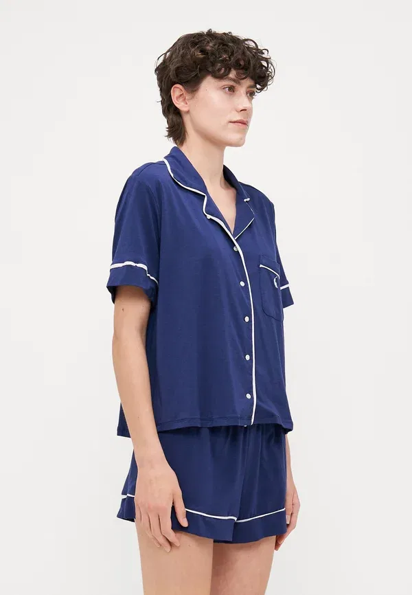 Пижама-комплект с коротким рукавом из хлопка и лиоцелла Polo Ralph Lauren, темно-синий — фото 4
