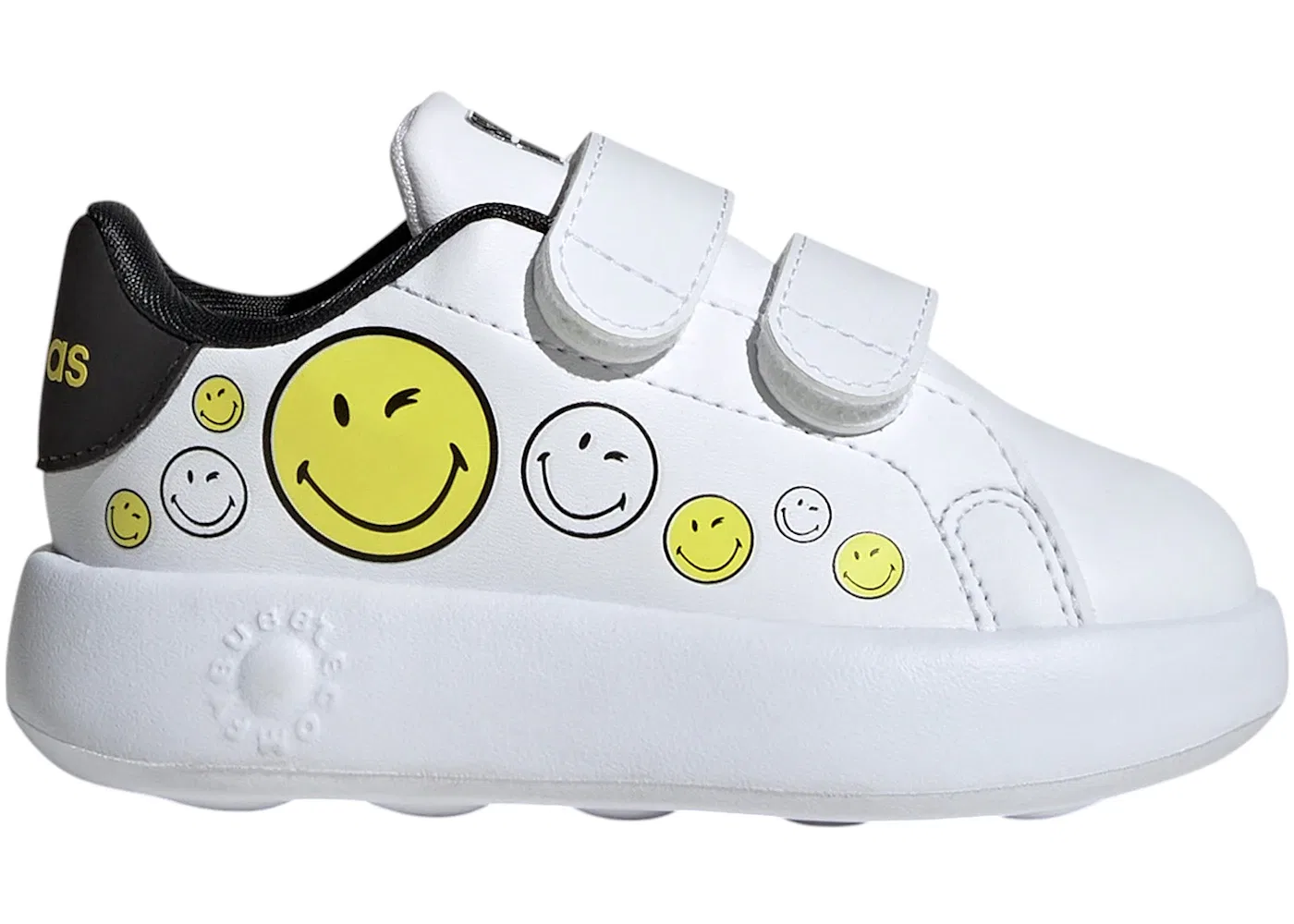 Детские кроссовки с улыбкой Adidas Advantage, Cloud White/Bright Yellow/Core Black